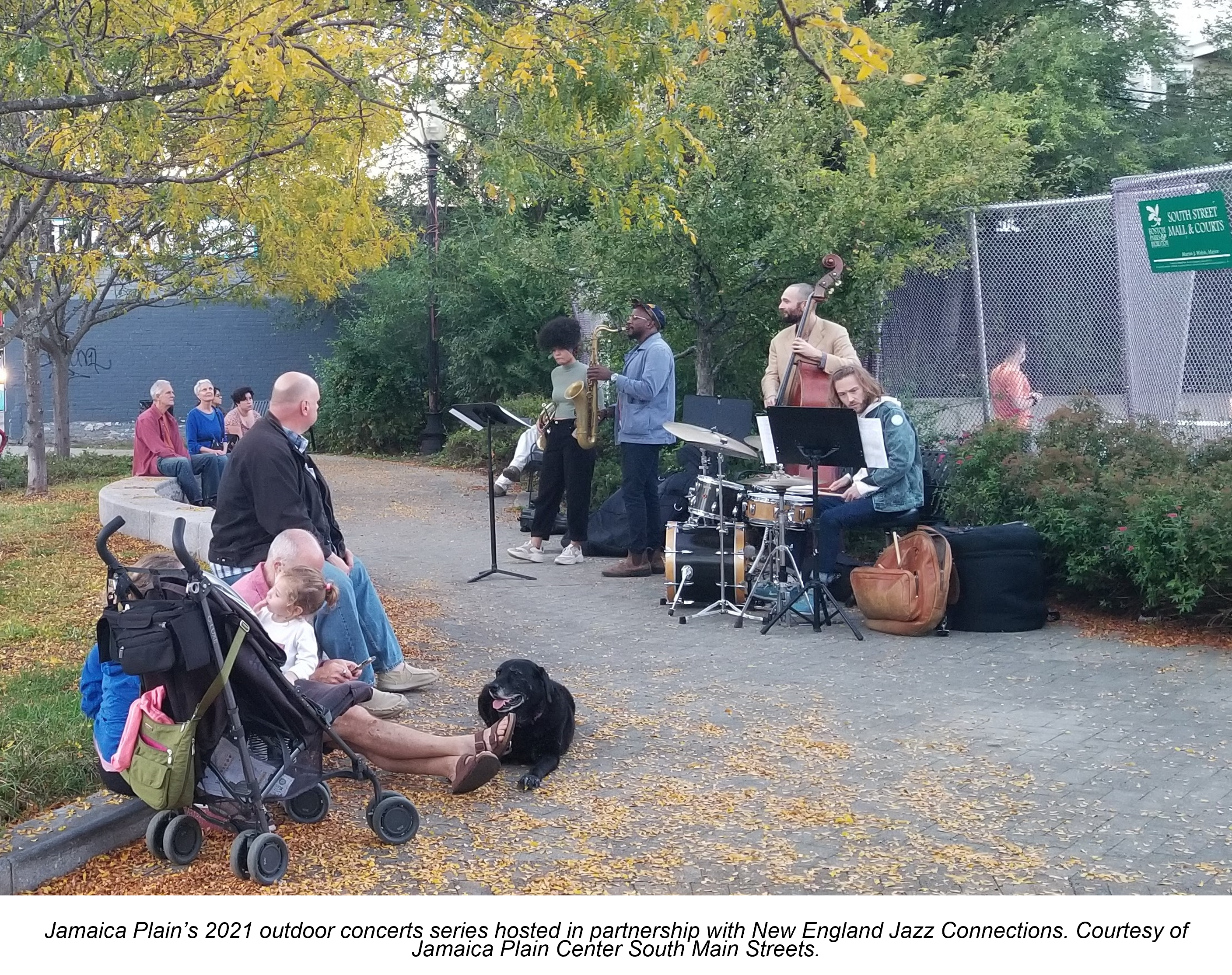 Jamaica Plain’s 2021 outdoor concerts series hosted in partnership with New England Jazz Connections. Courtesy of Jamaica Plain Center South Main Streets.
