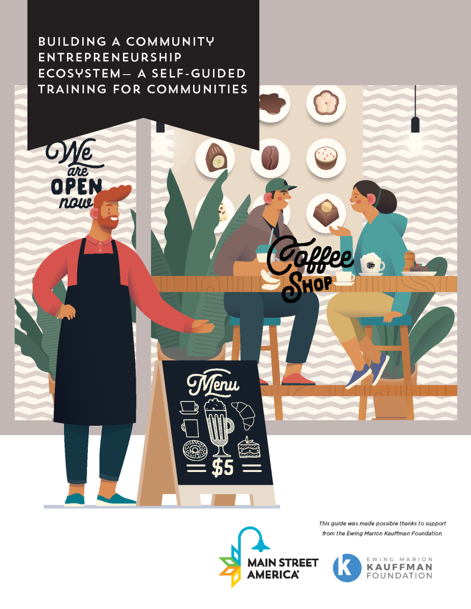 Cover of EE Guide with illustration of people in a coffee shop.