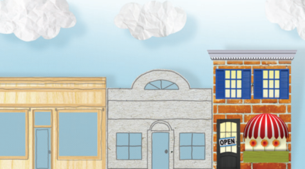 Illustration of downtown historic buildings