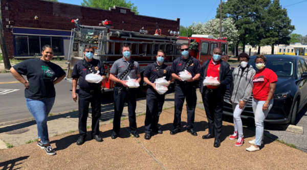 Four Way staff provide meals to first responders.