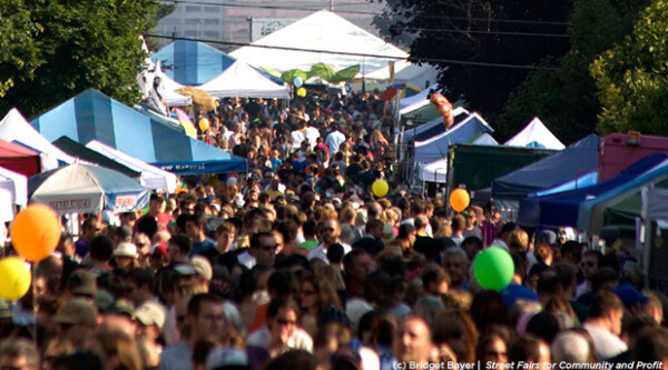 Photo of crowded street fair