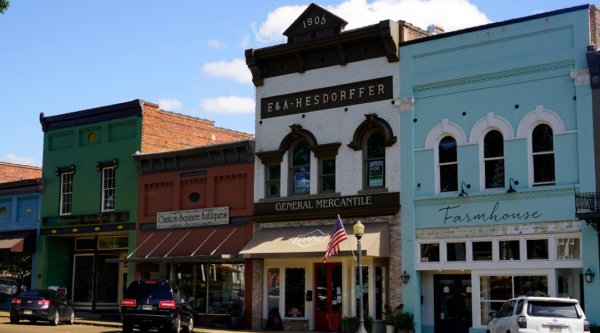 Historic buildings on Main Street in Canton, MS