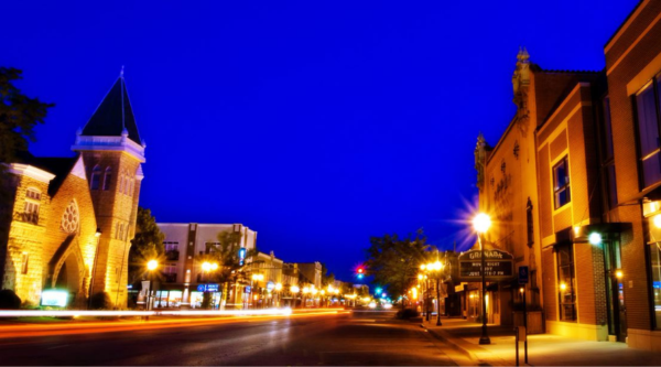 Historic Main Street at dusk