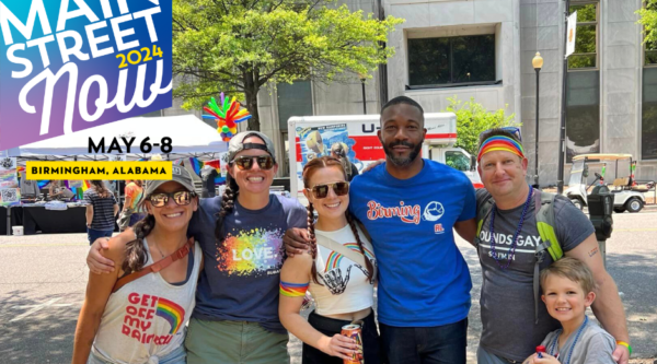 City of Birmingham Mayor Randall Woodfin (third from right) with attendees at the 2023 Pride Fest in Linn Park. Courtesy: Mayor Randall Woodfin Facebook page.