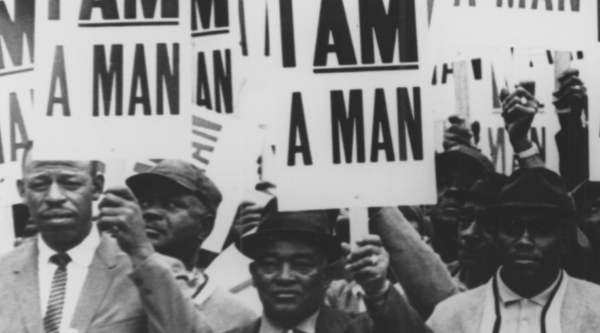 Protestors holding "I am a Man" signs